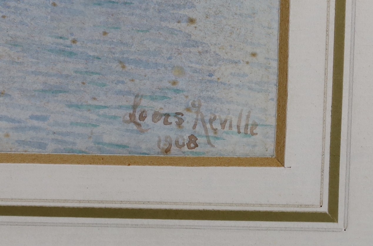 Louis Neville (fl.1887-1914), watercolour, Brigantine Genoa, signed and dated 1908, 23 x 15cm